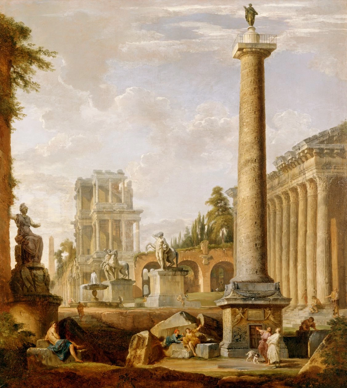 Capriccio di rovine romane con la Colonna di Traiano - Marble Hill House, Londra